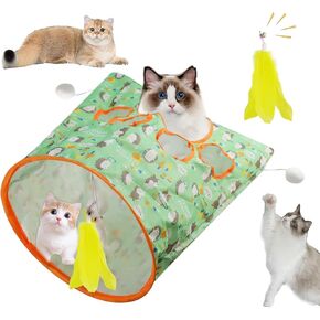 Aohcae Cat Tunnel Bags for Indoor Cats,Cat Play Tunnel Toy, Collapsible Interactive Cat Drill Bag Pet Toy with Plush Ball Cat Self Interactive Toys