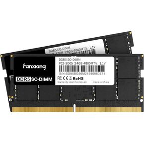 fanxiang SODIMM DDR5 4800MHz RAM 64GB Kit (2 x 32GB)، CL40 1.1V SODIMM 262 Pin وحدة ذاكرة الكمبيوتر المحمول رام، ذاكرة لتحسين أداء الألعاب وتعدد المهام بسلاسة
