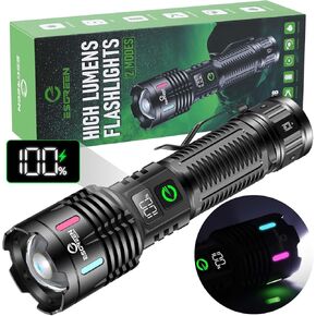 Esgreen Rechargeable Flashlights High Lumens 1000000 Single 2 Modes, Super Bright LED Flashlight USB C Long Distance 3280ft, Powerful Long Lasting 10H Heavy Duty Strong Flash Light for Camping Hiking