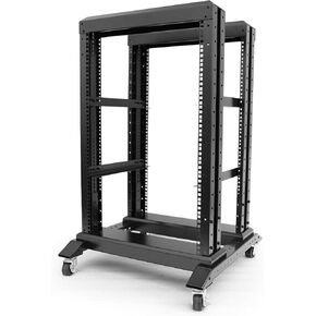 15U 4 Post Open Frame Server Rack Suitable 19inch Server Equipment Cold Rolled Steel Heavy Duty Rack 15.75inch Deep with Wheels Heavy Duty Rack (4POST-D600-15U, 15U)