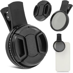 فلتر ND2-ND400 متغير مقاس 52 مم، طقم فلتر ND لعدسة الهاتف المشبك، فلتر كثافة محايد عالمي قابل للتعديل متوافق مع هواتف iPhoneSamsung/Android الذكية (الحجم: 52 مم) in Kuwait