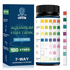 Aquarium Test Strips, 7-Way Aquarium Test Kit for Freshwater Saltwater,100 Strips Quick and Accurate Fish Tank Pond Test Strips,Test Nitrate, Nitrite, Chlorine,Hardness,Alkalinity, Carbonate, Ph