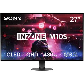 Sony INZONE M10S 27" OLED QHD (2560x1440) 480Hz 0.03ms GTG NVIDIA G-SYNC Compatible Gaming Monitor DisplayHDR 400, Anti-Glare, DisplayPort 2.1 (UHBR10), VRR HDMI 2.1, USB, Tilt/Swivel/Height