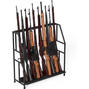Gun Racks,Wooden Indoor Rifle Racks,Floor Standing Shotgun Rack Indoor, Gun Display Rack Storage Holder for Home or Garage Gun Storage Black - Holds up to 10 Long Guns