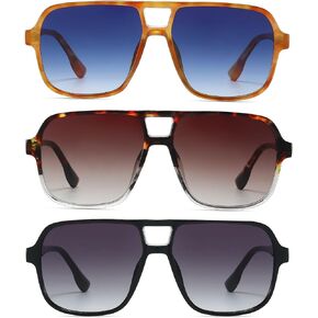 Freckles Mark Retro Aviator Sunglasses for Mens Womens Double Bridge Vintage 70s Square Glasses F9757