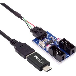 NFHK USB 3.1 Male Type-C USB-C to USB 2.0 Type-A Male 1 to 2 Female Motherboard 9pin 10pinHeader HUB Adapter Port Multiplier