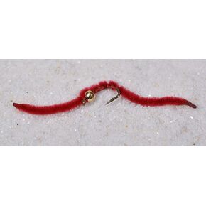 Tungsten Bead Head San Juan Worm Fishing Flies - 1 Dozen on Mustad Signature Fly Hook Size 14 - Available in Red, Pink, Brown or Assorted