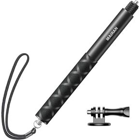 عصا سيلفي غير مرئية من مايران مقاس 114 سم، عصا غير مرئية بطول 1/4 بوصة متوافقة مع Insta360 وGoPro وDJI وكاميرات الحركة، وعمود مونوبود محمول قابل للتمديد مع مشبك تثبيت وحزام معصم