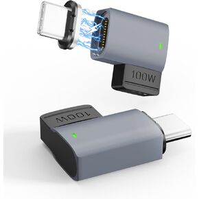 USB C Magnetic Adapter 100W, Magnetic USB C Adapter with 11 Pins, 480Mbps Data Transfer, PD Fast Charging for MacBook Pro/Air, Type C Devices 1adapters, 2 Plugs