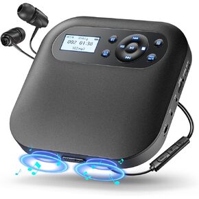 Desobry CD Player Portable Bluetooth CD Player with Speakers and FM Transmitting Portable CD Players Rechargeable for Home Walkman CD Player for car with LCD Screen Anti-Skip Backlight Design Upgraded