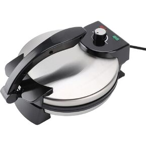 Electric Tortilla Maker, 10 inch Non Stick Tortilla Press with Temperature Control & Stainless Steel Cover, 1100W Aluminum Electric Roti Maker for Pitas, Chapati, Roti, Flatbread
