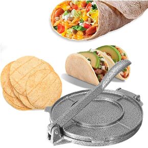 【𝐇𝐚𝐩𝐩𝒚 𝐍𝐞𝒘 𝐘𝐞𝐚𝐫 𝐆𝐢𝐟𝐭】 Tortilla Maker, Tortilla Press, Multifunctional Easy to Clean Non‑Stick Durable Heavy‑Duty Cast Iron Kitchen Accessory for Home Gray Restaurant