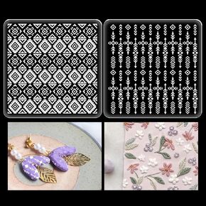 2pcs Marble Background Texture Sheets Acrylic Clay Texture Mat 3.94 Inch Modeling Pattern Pad for DIY Crafts Earrings Jewelry Making in Kuwait