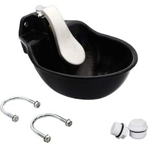 Extra Large Livestock Push-Paddle Automatic Metal Waterer,Cast Iron Water Trough for Livestock,Livestock Water Bowl,Heavy Duty Auto Drinking Metal troughs for Horse,Cattle,Goat,Pig,0.55 Gal