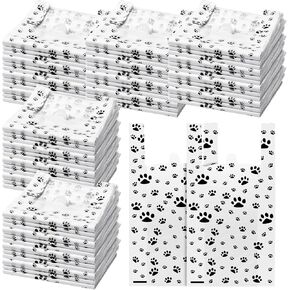 Sayglossy 400 Pcs Plastic T Shirt Bags Disposable Print Dog Gift Bags with Handles Design Cat or Dog Paw Thank You Bags for Shopping Gift Merchandise Grocery Home Using, 22 x 11.6 Inches (Black)