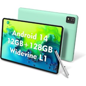 CWOWDEFU Tablet 10 Inch Android 14 Tablets,12GB+128GB,Expand 1TB,Widevine L1 Compatible Octa-Core Tablet with WiFi 6,6000mAh,Dual 8MP+5MP Camera,Reading/Gaming Tablet(Grey)