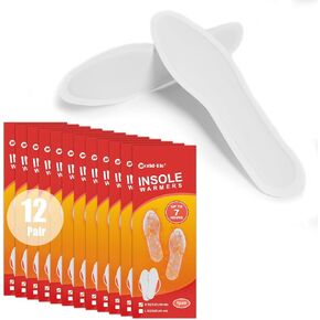 WORLD-BIO Disposable Foot Warmers 12 Pairs, Air Activated Warmer Safe Natural Long Last Up 8 Hours, Foot Warmers Shoes Skiing Camping for Men Women, Size EU:36-40