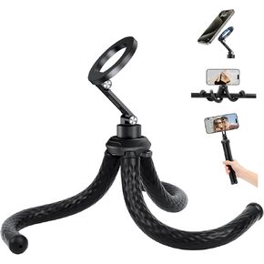 elitehood for Magsafe Tripod for iPhone, Mini Flexible Tripod with Dual Rotating Hinges, Portable Phone Tripod Stand for Recording Selfie Volgging Travel Compatible with iPhone 16 15 14 13 Pro Max