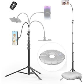 Phone Tripod, 80" Tall Tripod for iPhone with Water Weight Bag|Gooseneck|Remote, Travel Tripod for Cell Phone, Aluminum Phone Stand for Recording, Selfie,Vlog, Compatible with iPhone Android