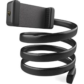 Cell Phone Mount Clamp for Desk,Gooseneck Phone Holder for Bed 24inch, Flexible Long Arm Headboard Bedside Clip, Overhead Mount Stand for 4-7" Compatible with Most Phone Sizes, Black