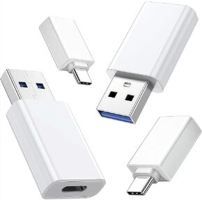 (4-Pack) 2 * USB Male to USBC Female Charge Converter & 2 * USBC Male to USB Female OTG Adapter,for iPhone 16/15/14/13/12 Pro Max Plus,iPad 9/10 Air 5 Mini 6,Car,Samsung S24 S23 S22 Plus Ultra etc.