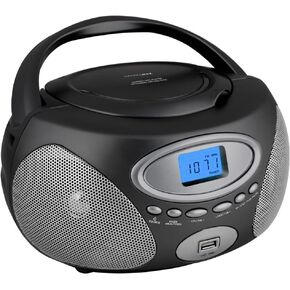 HANNLOMAX HX-311CD Portable CD/MP3 Boombox, PLL AM/FM Radio, USB Port for MP3 Playback, Aux-in, LCD Display, AC/DC Power Source (Grey)