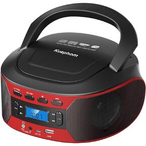 Portable CD Player Boombox with Bluetooth, FM Radio with CD Player Combo,CD Boombox with AUX/USB Playback and Earphone Jack.CD Players for Home with Stereo Speakers,Battery or AC Powered.