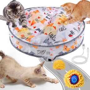 Mity rain Interactive Cat Toys, Cat Play Mat with Smart Rolling Cat Ball Toy, Hide and Seek Toys for Bored Indoor Cats, Motion Activated Cat Enrichment Toys for Kittens/Adult Cats Exercise Kicker