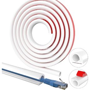 Wall Cable Hider, Flexible Wire Cord Management Self-Adhesive Cord Covers for Wires on Wall, Side Open One Cord Cable Raceway Wire Cover for Cords, HDMI Cord Hider for Wall Mount TV (1-2 cables,118in)