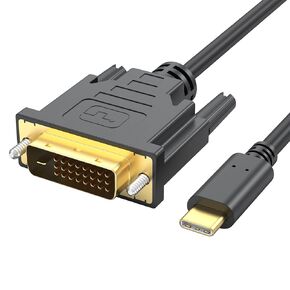 USB C to DVI Cable, 6FT USB Type-C to DVI Male (Thnuderbolt 3 to DVI Compatible) Support 2016-2024 MacBook Pro,Surface Book 2-3, iMac, Dell XPS 13-17,Galaxy S10-S24
