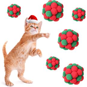 6 قطع من كرات لعبة القطط للكريسماس من كويكاي مع جرس، مقاسين ناعمين لعبة كرات القطط الغامضة الملونة المدمجة في لعبة الجرس للقطط ألعاب تفاعلية للقطط والقطط الصغيرة in Kuwait