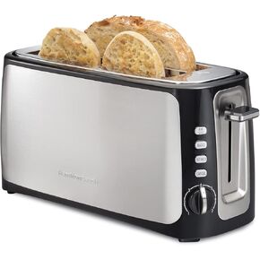 محمصة هاملتون بيتش 4 شرائح مع فتحات طويلة، تقنية التوست المؤكد، إعدادات الخبز وإذابة الثلج، إيقاف تلقائي، ستانلس ستيل (24820) in Kuwait