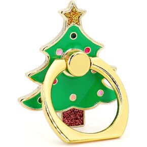 Cell Phone Ring Holder, Christmas-Tree Finger Ring Grip Stand, 360° Rotation 180° Flip Universal Kickstand, Compatible with All Smartphones, Creative
