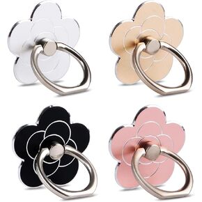 4pcs Cell Phone Ring Stand,Cell Phone Ring Holder Flower,360 Rotate and 180°Angle Adjustable Metal Finger Ring Socket Grip Kickstand for Smartphones