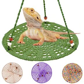 Reptile Hammock, Reptile Hammock Swing Hanging Bed for Bearded Dragon Lizard Snake Gecko Chameleon Parrot Hamster Small Pets （9.8"*17.7" Green）