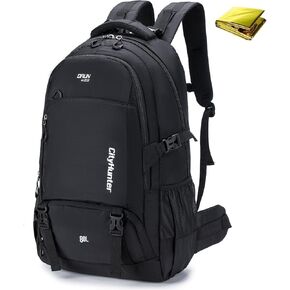 BAGZY Large Internal Frame Backpacks 80L Waterproof for Hiking, Camping, Backpacking, Lightweight Travel Backpack， Black