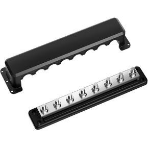 600A High Current Busbar 12-48V DC Heavy-Duty Nickel-Plated Copper Power Distribution Block 8xM10 (3/8") Terminal Studs with Cover Battery Bus Bar for Automobiles Boat RV Truck (Red) in Kuwait