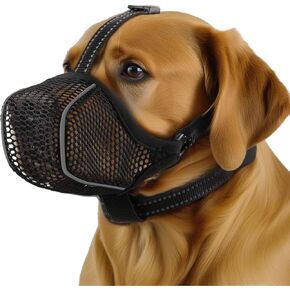 Dog Muzzle, Breathable Basket Muzzles for Small Medium Large Sized Dogs, Adjustable Humane Cage Mouth Cover for Scavenging Grooming Biting Chewing, Allows Panting and Drinking(Soft Rubber, M)