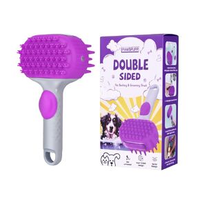 Dog Bath Brush | Dual-Side Dog Shampoo Brush | Dog Scrubber for Bath | Dog Grooming Brush with Non-Slip Handle Dog Washing Brush for Pets Deshedding, Massaging & Grooming