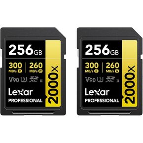 Lexar Gold Series Professional 2000x 256GB UHS-II SDXC Memory Card, 2-Pack