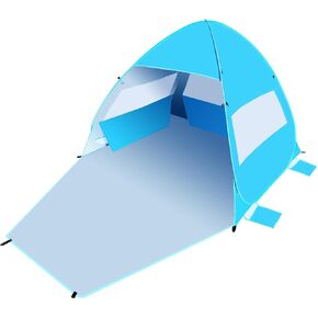 Geekman Beach Tent, UPF 50+ Pop Up Beach Tent Fits 2 Person, Windproof Beach Tent Sun Shelter, Lightweight & Portable Shade Tent for Outdoor Activities, Beach Tent with Storage Bag, Light Blue