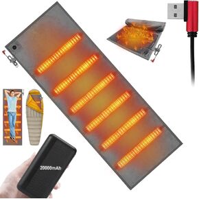 Heated Sleeping Bag Liner - with 20000mAh Battery Operated Heated Blanket for Outdoor Camping Electric Warm Tent Heater