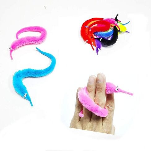 12PCS Fuzzy Worms, Fuzzy Worm Toys, String Worm Pets Fuzzy Worms On String Bulk Trick Toy Party Favors for Kid Cat (6 Colors) in Saudi Arabia