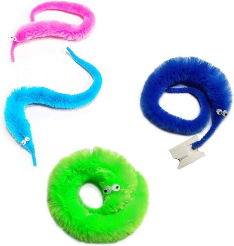 12PCS Fuzzy Worms, Fuzzy Worm Toys, String Worm Pets Fuzzy Worms On String Bulk Trick Toy Party Favors for Kid Cat (6 Colors) in Saudi Arabia