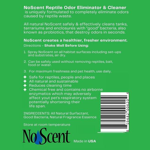 No Scent Reptile Tank Cleaner Spray & Pet Odor Management for Bearded Dragon, Turtle, Lizard Terrarium Freshener (128 Fl Oz/Gallon) in Saudi Arabia