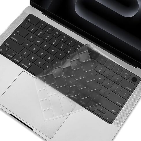 Silicone Keyboard Cover Skin for MacBook Pro 14" 16 inch M4 Pro/Max Chip A3112 A3185 A3401 A3186 A3403 Released in 2024 Touch ID Protector Accessories US/ANSI Layout (Black) in Kuwait