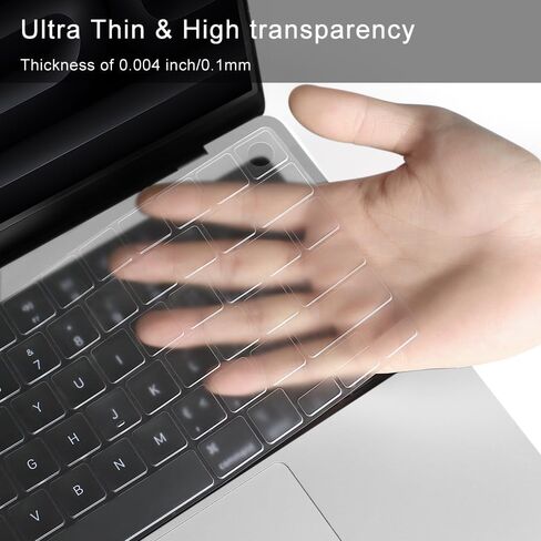 Silicone Keyboard Cover Skin for MacBook Pro 14" 16 inch M4 Pro/Max Chip A3112 A3185 A3401 A3186 A3403 Released in 2024 Touch ID Protector Accessories US/ANSI Layout (Black) in Kuwait