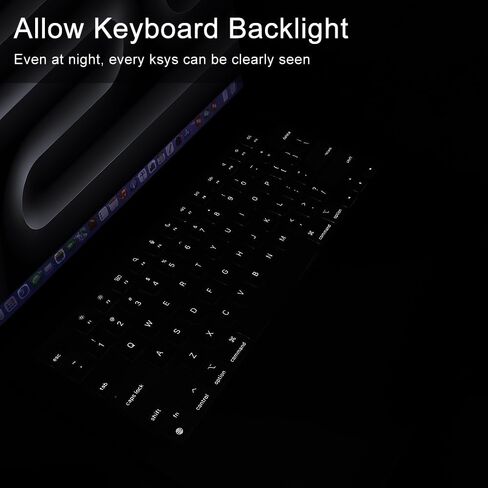 Silicone Keyboard Cover Skin for MacBook Pro 14" 16 inch M4 Pro/Max Chip A3112 A3185 A3401 A3186 A3403 Released in 2024 Touch ID Protector Accessories US/ANSI Layout (Black) in Kuwait