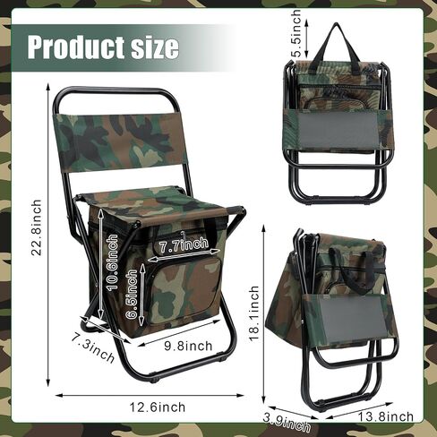 Geetery 2 Pcs Fishing Rod Reel Organizer Backpack Cooler Chair Best Fishing Lover Gift Fishing Pole Backpack Folding Fishing Cooler Stool for Fisher Men Boys Husband Father Gift(Army Green) in Saudi Arabia