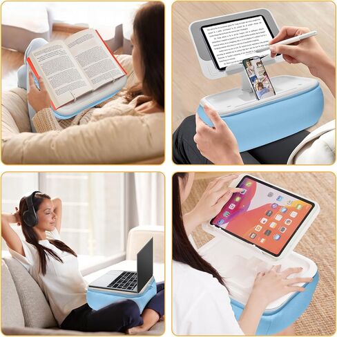 حامل وسادة الكمبيوتر اللوحي Lap Beanbag مع وسادة سيليكون، حامل iPad بزاوية قابلة للتعديل للسرير، وسادة كمبيوتر لوحي مع قاعدة قابلة للإزالة، حامل وسادة ناعم متوافق مع جهاز Kindle مقاس 4.7-13 بوصة، هاتف، كمبيوتر لوحي، رمادي in Saudi Arabia